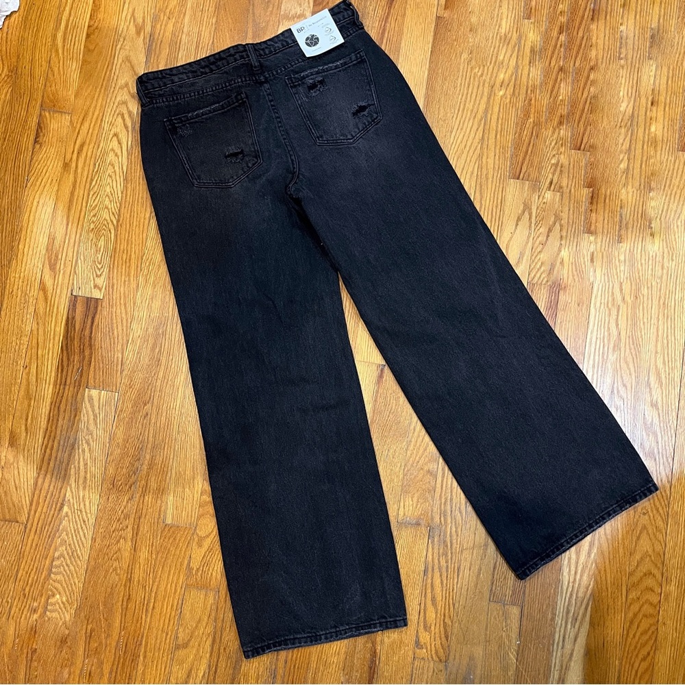 BP Women's NWT Destroyed Low Rise Wide Leg Jeans Size 30- Black Wash - Picture 10 of 10